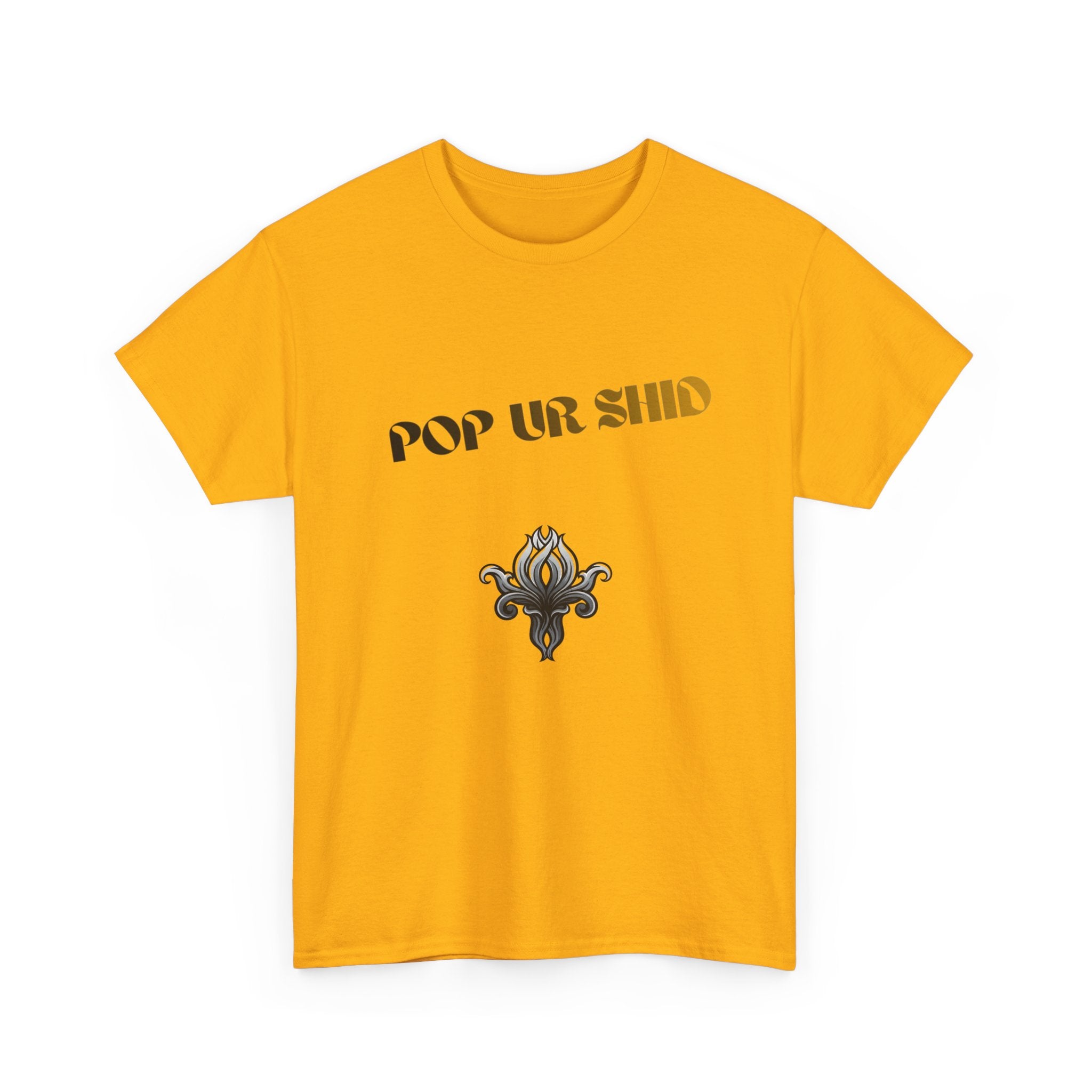 PUSfashion Street Tee — Blue/Black/White 'Pop Your Shid' Graphic