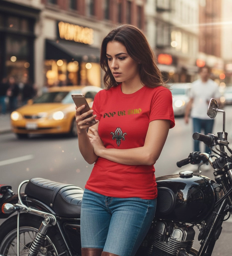 PUSfashion Street Tee — Blue/Black/White 'Pop Your Shid' Graphic