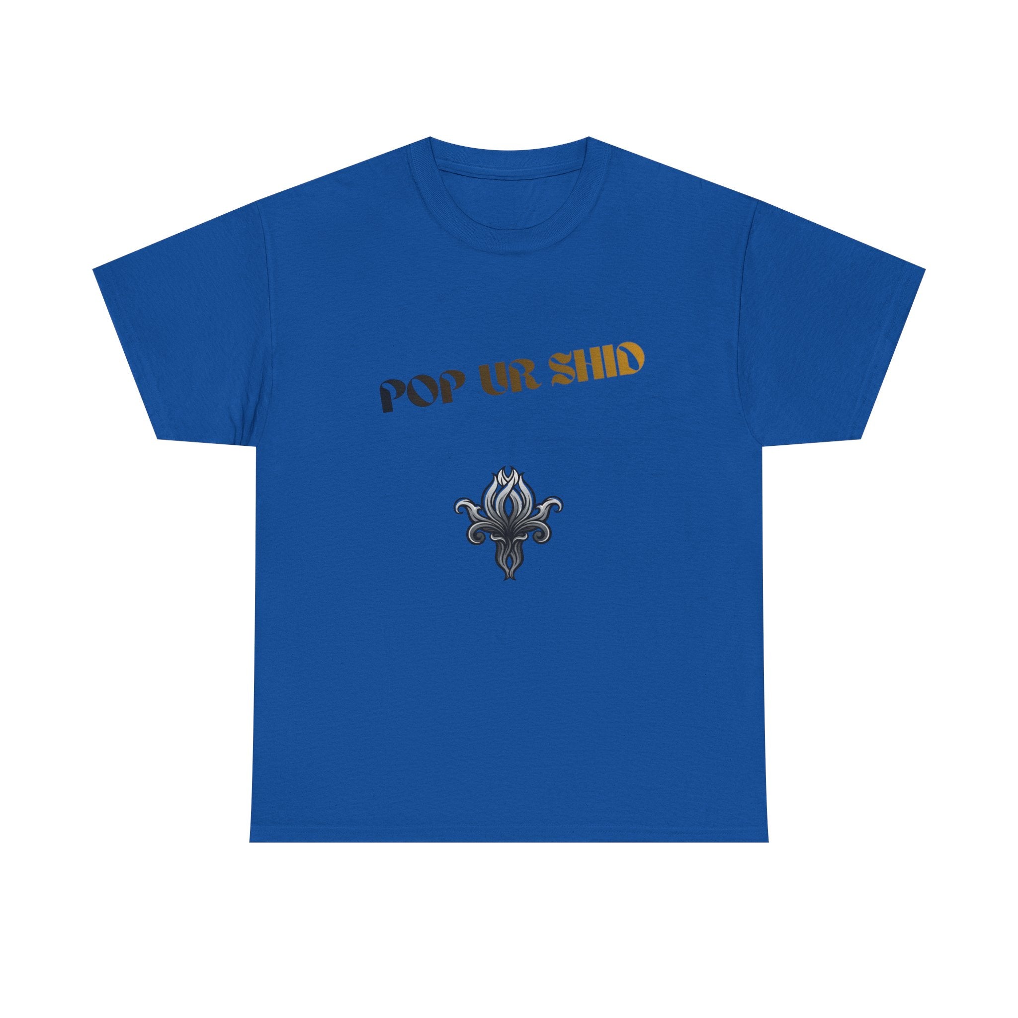 PUSfashion Street Tee — Blue/Black/White 'Pop Your Shid' Graphic