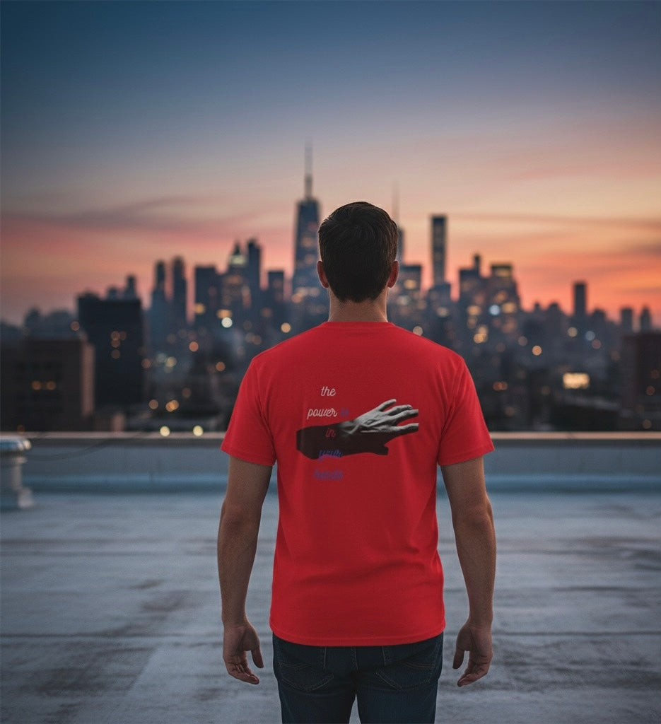 PUSfashion Street Tee — Blue/Black/White 'Pop Your Shid' Graphic